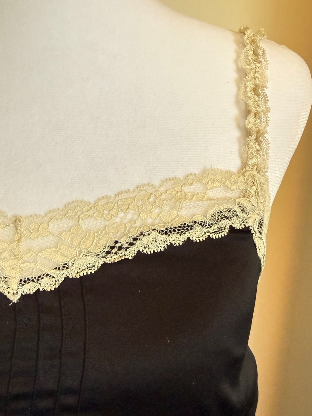 Aerie Black Satin Lace-Trim Cami Top - Picture 3 of 3